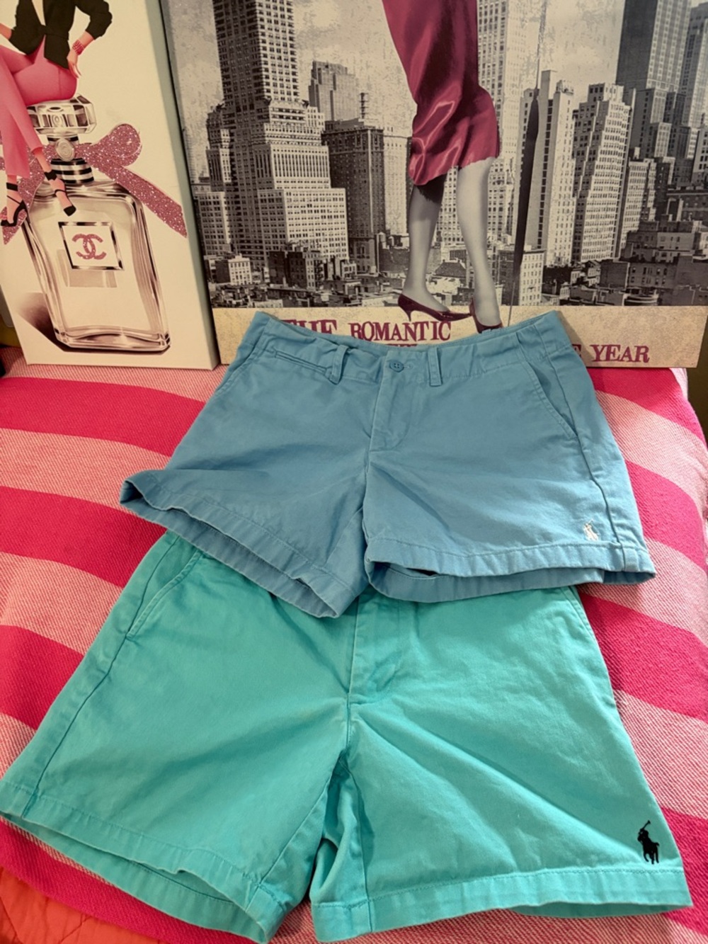 Ralph Lauren Sport Women’s Chino Shorts in Light Blue & Aqua